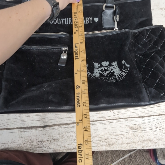 Juicy Couture Black Velour Baby Diaper Bag - Picture 6 of 10